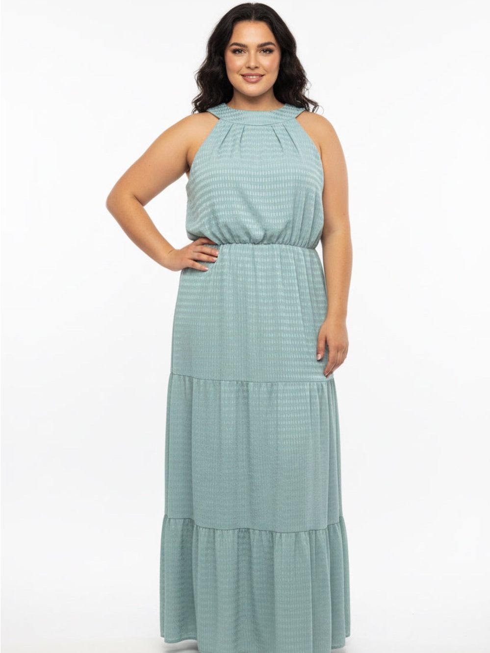 Sleeveless Halter Maxi Dress in Sage Green